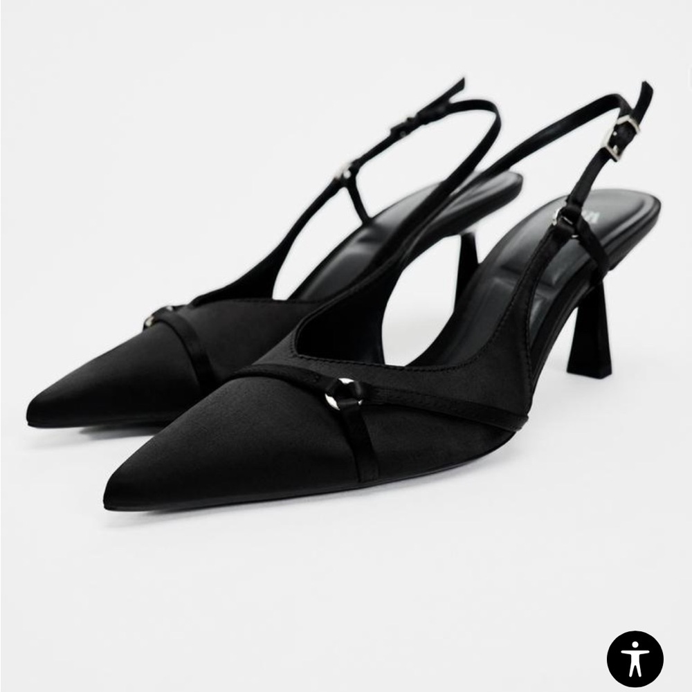 New Zara Strappy Heeled Slingbacks (never been worn)